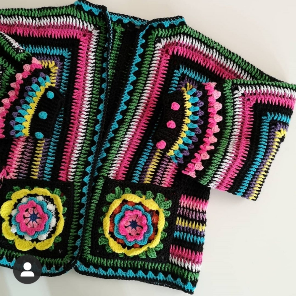 Spring Frida, boho hippie jacket, handmade crochet